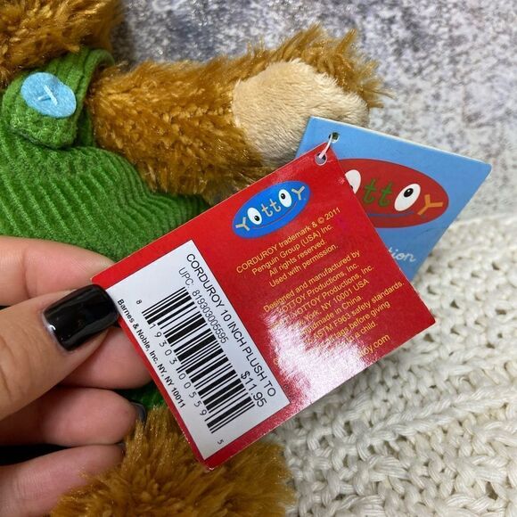 NWT YottoyTeddy Bear 9" Brown Plush Green Corduroy Overalls 2011 Stuffed Animal - Picture 8 of 8